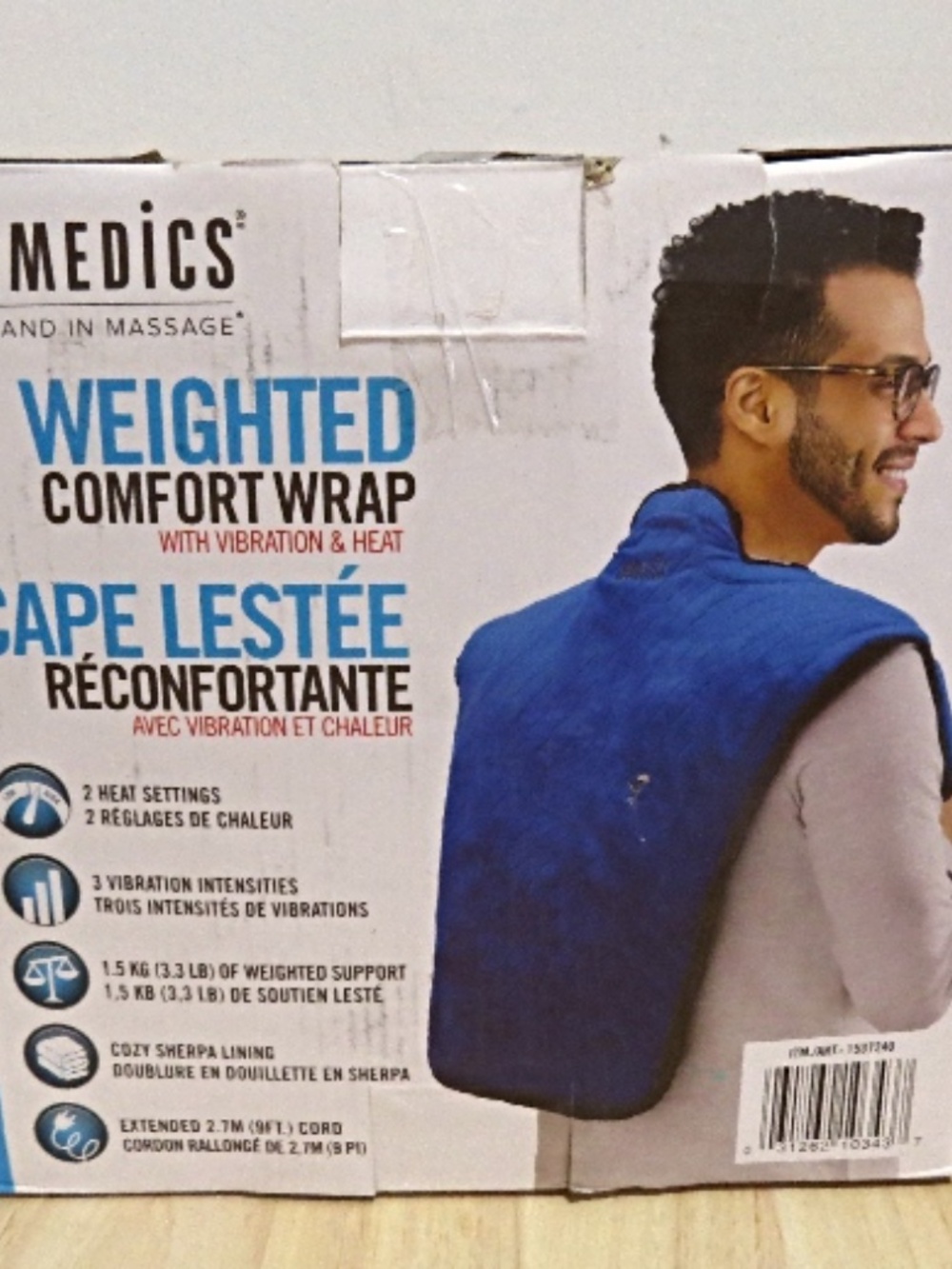 Homedics Weighted Comfort Wrap with Heat and Vibration.